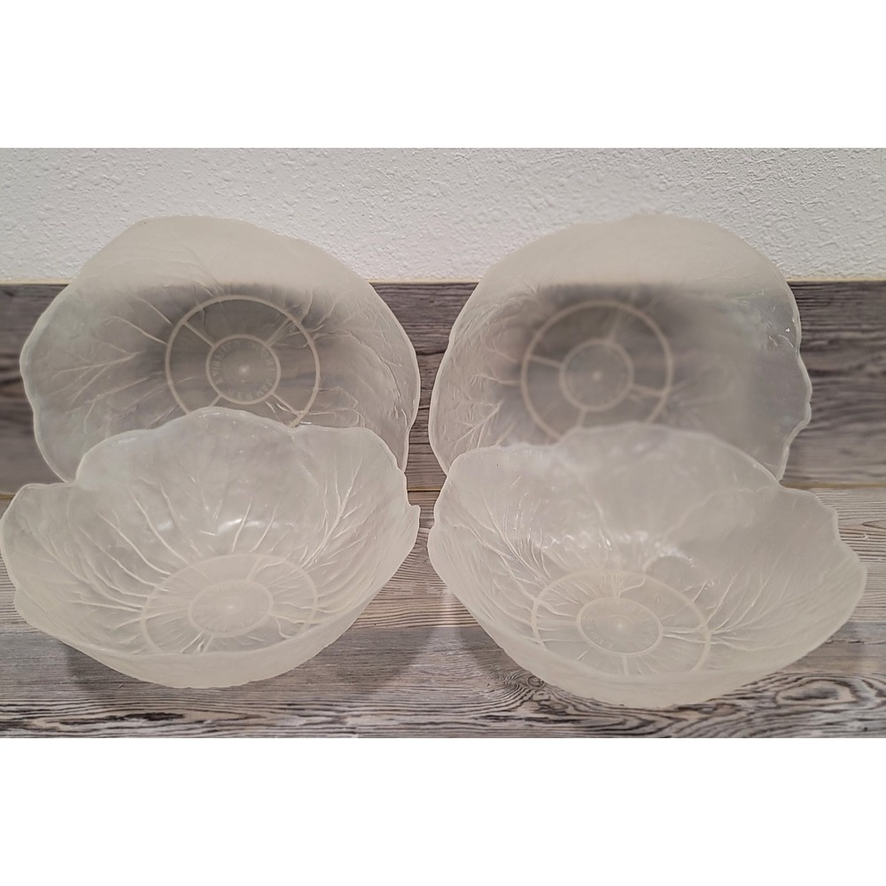 Set of 4 VTG Plastic Cabbage Leaf Design Salad Bowls Berman Ind Fairfield OH